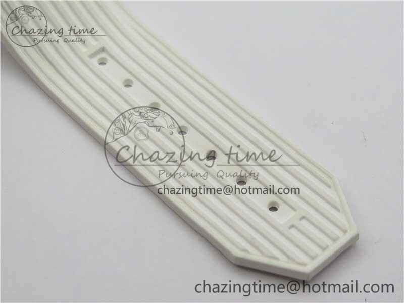 Big Bang Unico White Ceramic HBF 1:1 Best Edition White Skeleton Dial Rainbow Bezel on White Rubber Strap A1242