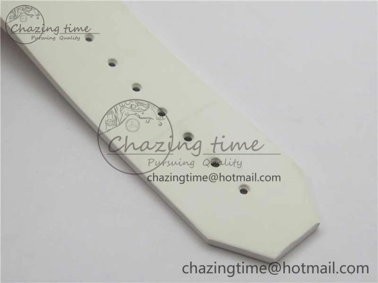 Big Bang Unico White Ceramic HBF 1:1 Best Edition White Skeleton Dial Rainbow Bezel on White Rubber Strap A1242