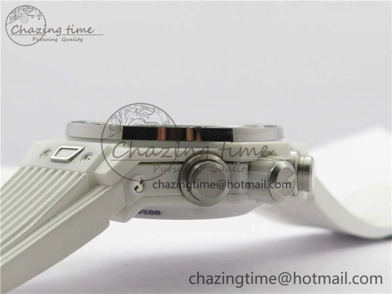 Big Bang Unico White Ceramic HBF 1:1 Best Edition White Skeleton Dial Rainbow Bezel on White Rubber Strap A1242