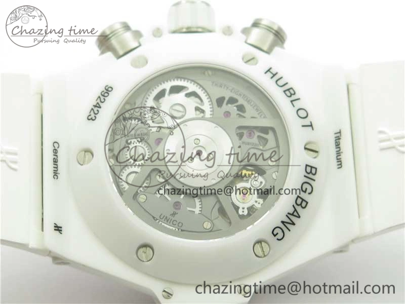 Big Bang Unico White Ceramic HBF 1:1 Best Edition White Skeleton Dial on White Rubber Strap A1242