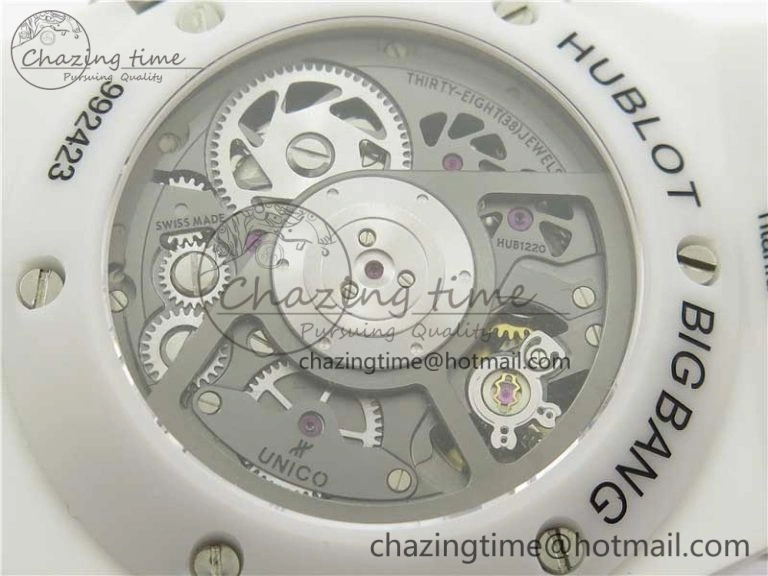 Big Bang Unico White Ceramic HBF 1:1 Best Edition White Skeleton Dial on White Rubber Strap A1242