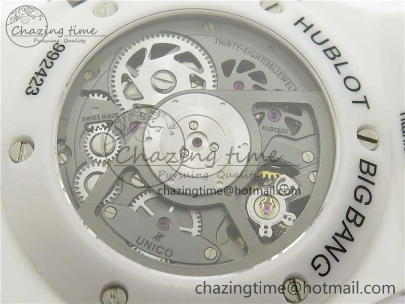 Big Bang Unico White Ceramic HBF 1:1 Best Edition White Skeleton Dial on White Rubber Strap A1242