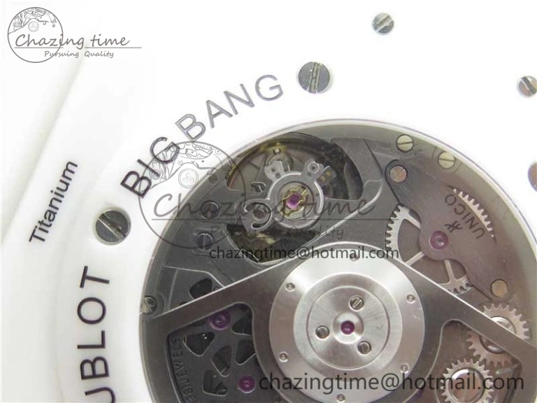 Big Bang Unico White Ceramic HBF 1:1 Best Edition White Skeleton Dial on White Rubber Strap A1242
