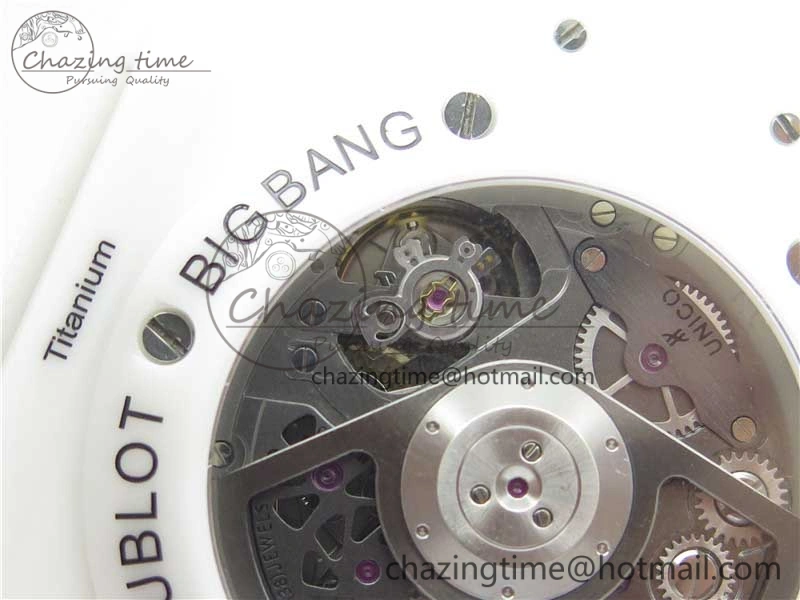 Big Bang Unico White Ceramic HBF 1:1 Best Edition White Skeleton Dial on White Rubber Strap A1242
