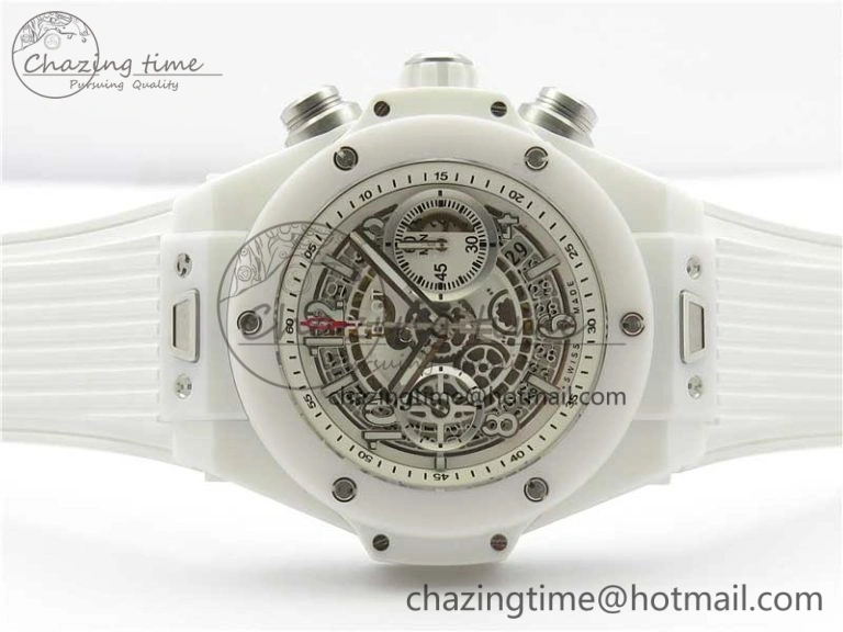 Big Bang Unico White Ceramic HBF 1:1 Best Edition White Skeleton Dial on White Rubber Strap A1242