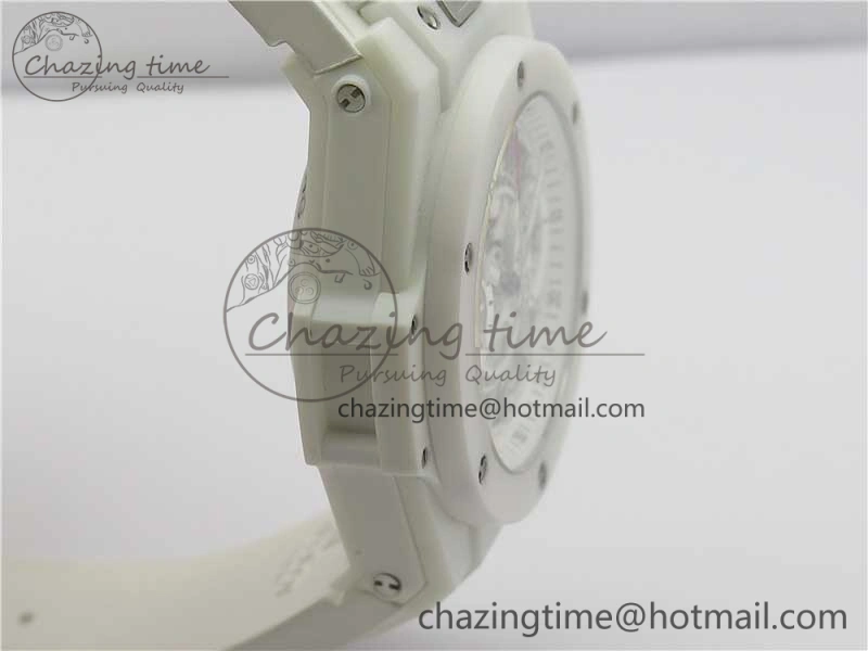 Big Bang Unico White Ceramic HBF 1:1 Best Edition White Skeleton Dial on White Rubber Strap A1242