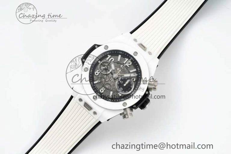 Big Bang Unico White Ceramic ZF 1:1 Best Edition Skeleton Dial on White Rubber Strap A1280