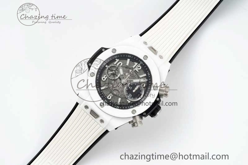Big Bang Unico White Ceramic ZF 1:1 Best Edition Skeleton Dial on White Rubber Strap A1280