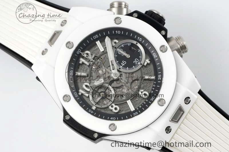 Big Bang Unico White Ceramic ZF 1:1 Best Edition Skeleton Dial on White Rubber Strap A1280