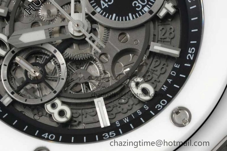 Big Bang Unico White Ceramic ZF 1:1 Best Edition Skeleton Dial on White Rubber Strap A1280