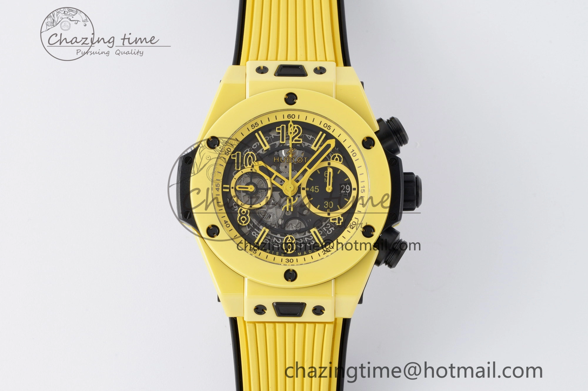 Big Bang Unico Yellow Magic Ceramic BBF 1:1 Best Edition Skeleton Dial on Yellow Rubber Strap A1280