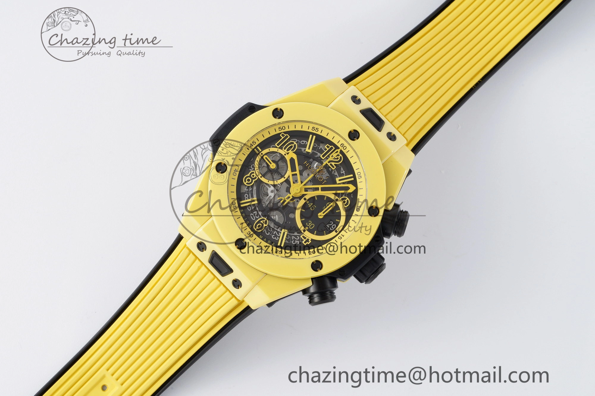 Big Bang Unico Yellow Magic Ceramic BBF 1:1 Best Edition Skeleton Dial on Yellow Rubber Strap A1280