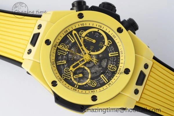 Big Bang Unico Yellow Magic Ceramic BBF 1:1 Best Edition Skeleton Dial on Yellow Rubber Strap A1280