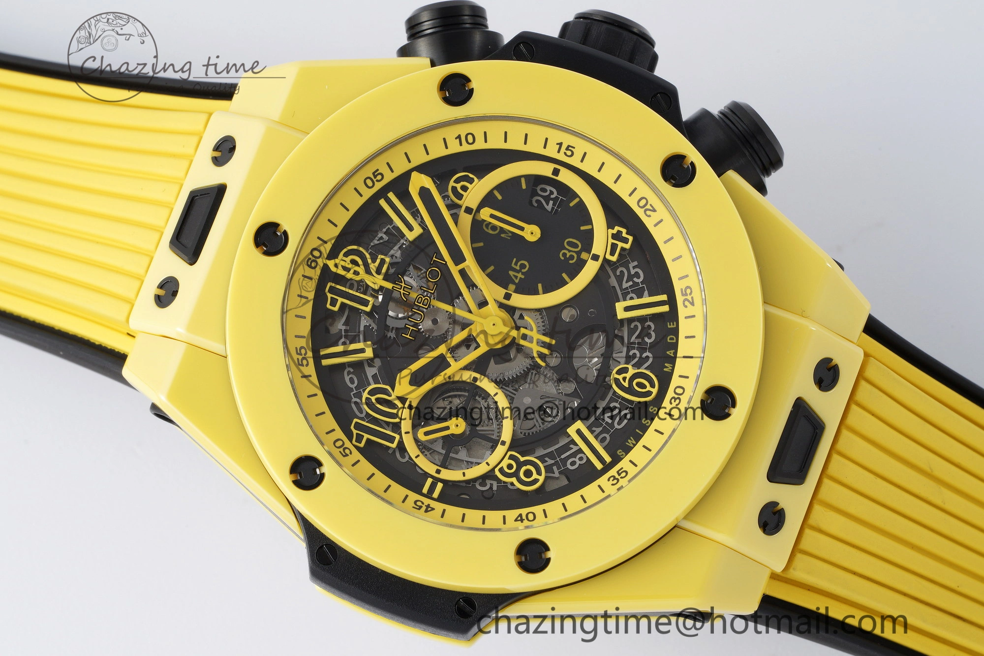 Big Bang Unico Yellow Magic Ceramic BBF 1:1 Best Edition Skeleton Dial on Yellow Rubber Strap A1280