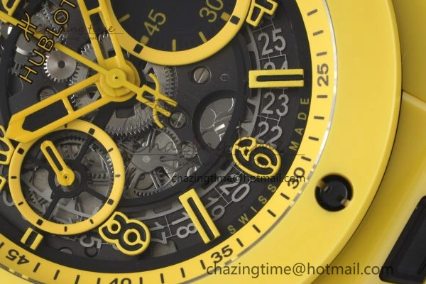 Big Bang Unico Yellow Magic Ceramic BBF 1:1 Best Edition Skeleton Dial on Yellow Rubber Strap A1280