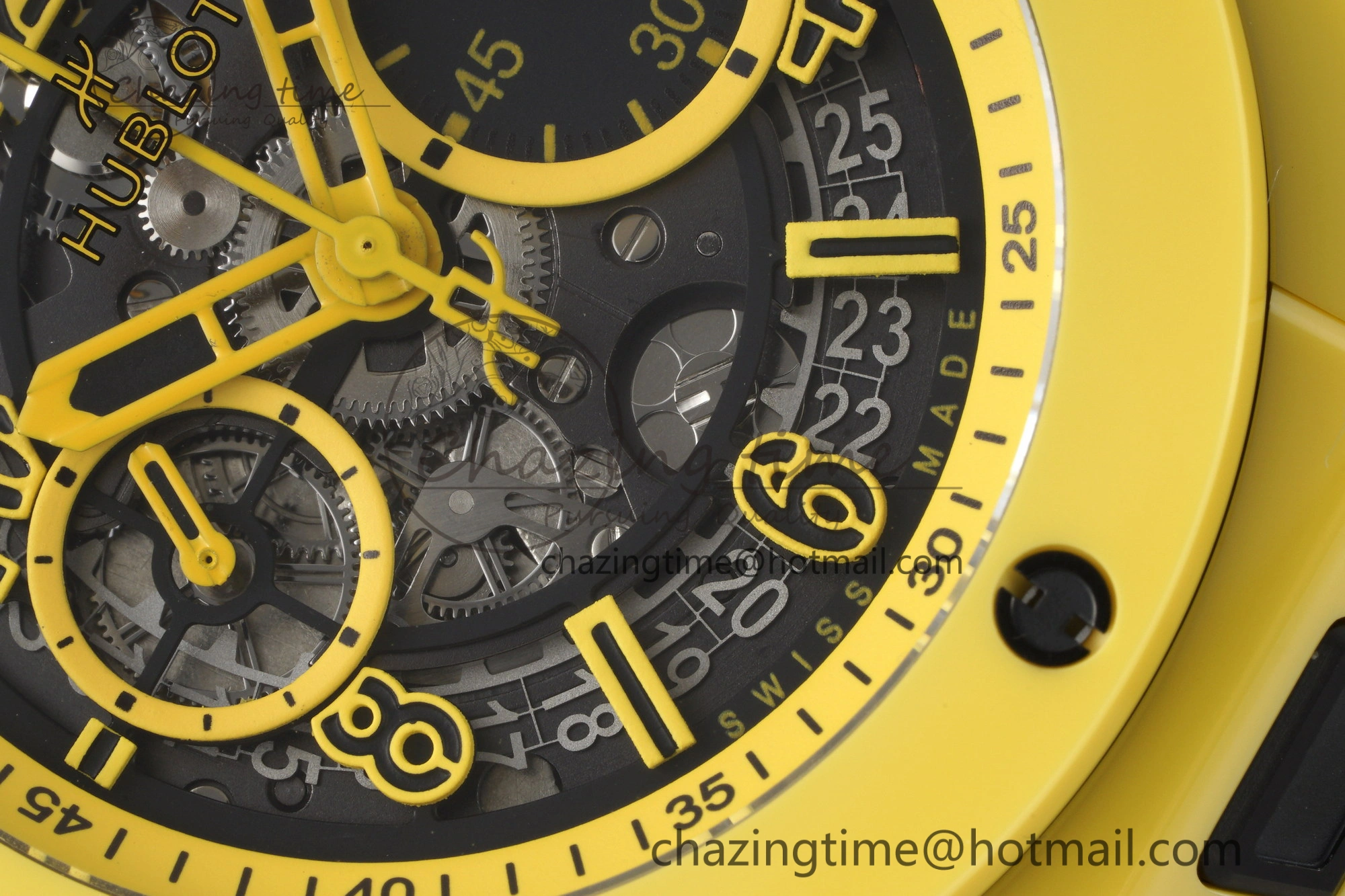 Big Bang Unico Yellow Magic Ceramic BBF 1:1 Best Edition Skeleton Dial on Yellow Rubber Strap A1280