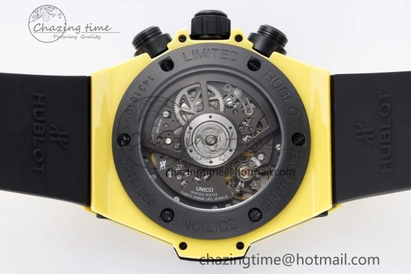 Big Bang Unico Yellow Magic Ceramic BBF 1:1 Best Edition Skeleton Dial on Yellow Rubber Strap A1280