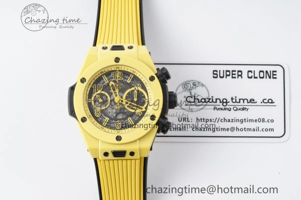 Big Bang Unico Yellow Magic Ceramic BBF 1:1 Best Edition Skeleton Dial on Yellow Rubber Strap A1280