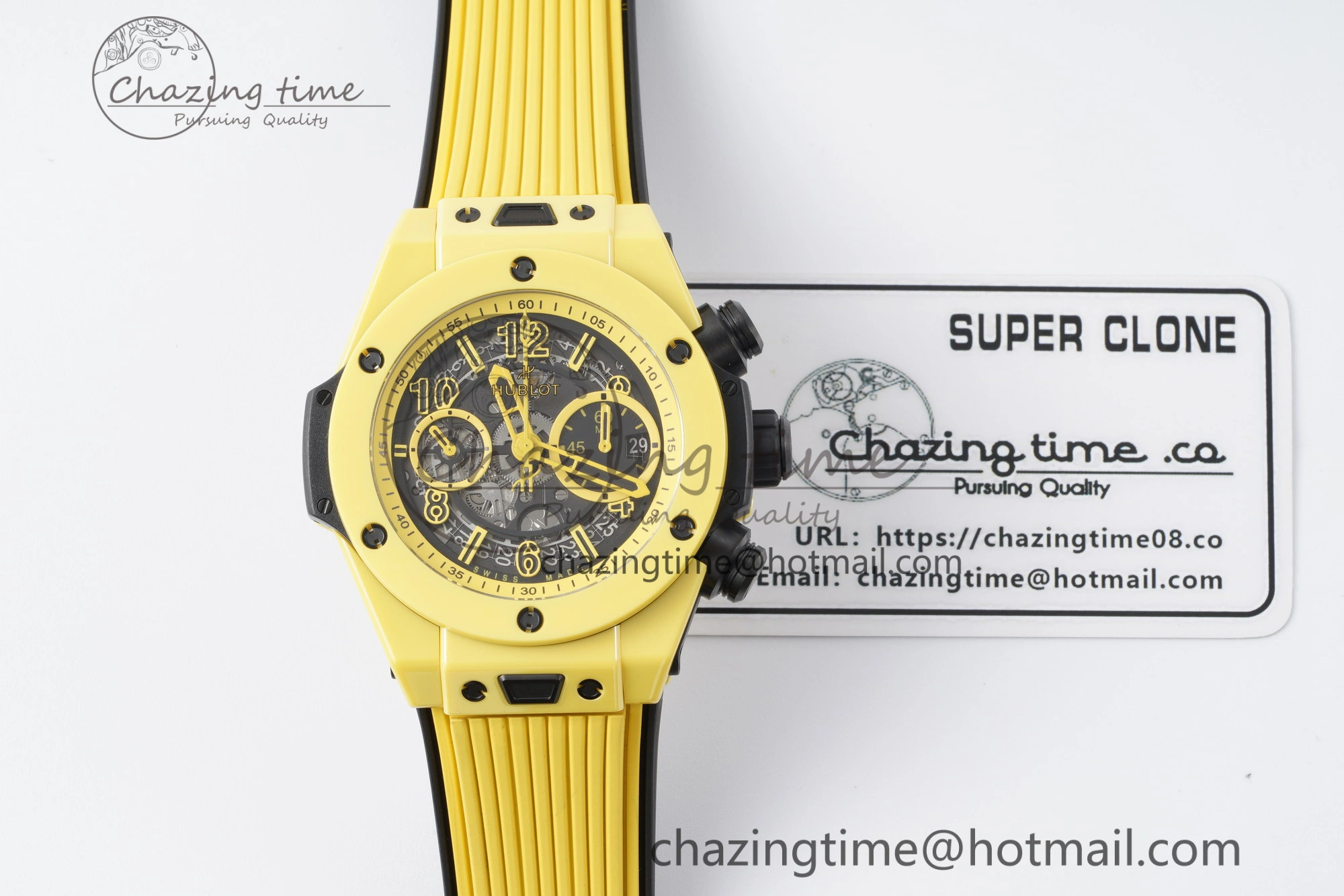 Big Bang Unico Yellow Magic Ceramic BBF 1:1 Best Edition Skeleton Dial on Yellow Rubber Strap A1280