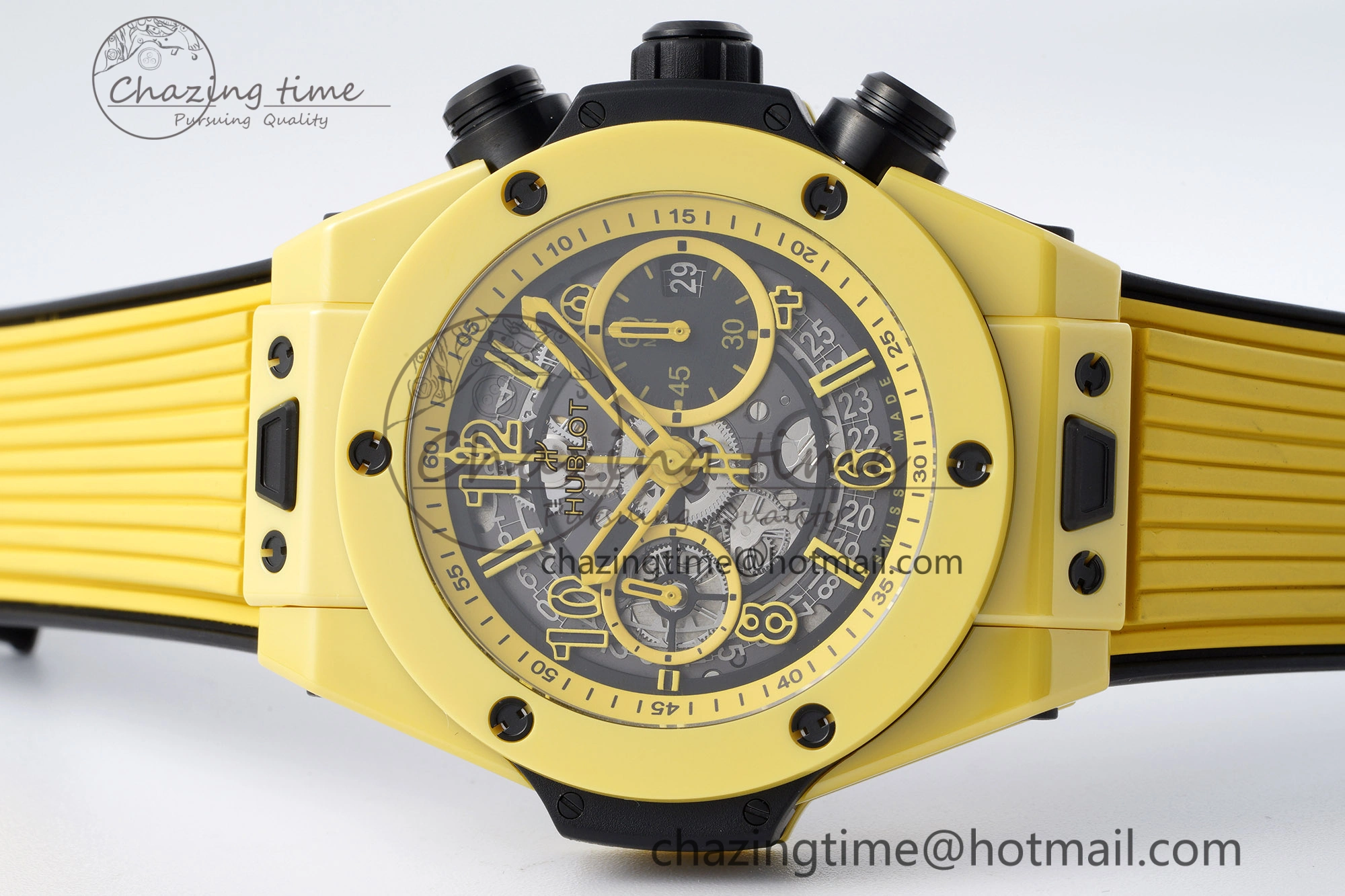 Big Bang Unico Yellow Magic Ceramic BBF 1:1 Best Edition Skeleton Dial on Yellow Rubber Strap A1280