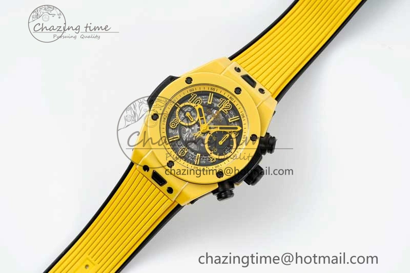 Big Bang Unico Yellow Magic Ceramic ZF 1:1 Best Edition Skeleton Dial on Yellow Rubber Strap A1280