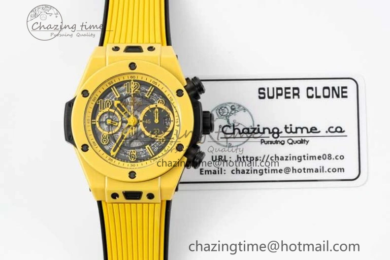 Big Bang Unico Yellow Magic Ceramic ZF 1:1 Best Edition Skeleton Dial on Yellow Rubber Strap A1280
