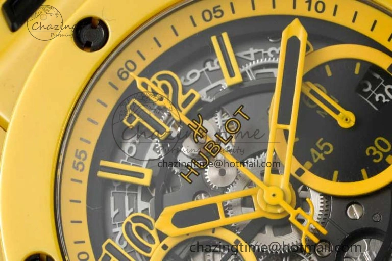 Big Bang Unico Yellow Magic Ceramic ZF 1:1 Best Edition Skeleton Dial on Yellow Rubber Strap A1280