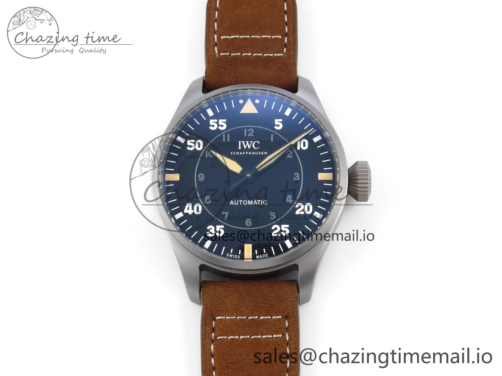 Big Pilot IW329701 M+F 1:1 Best Edition Black Dial on Brown Leather Strap MY8205