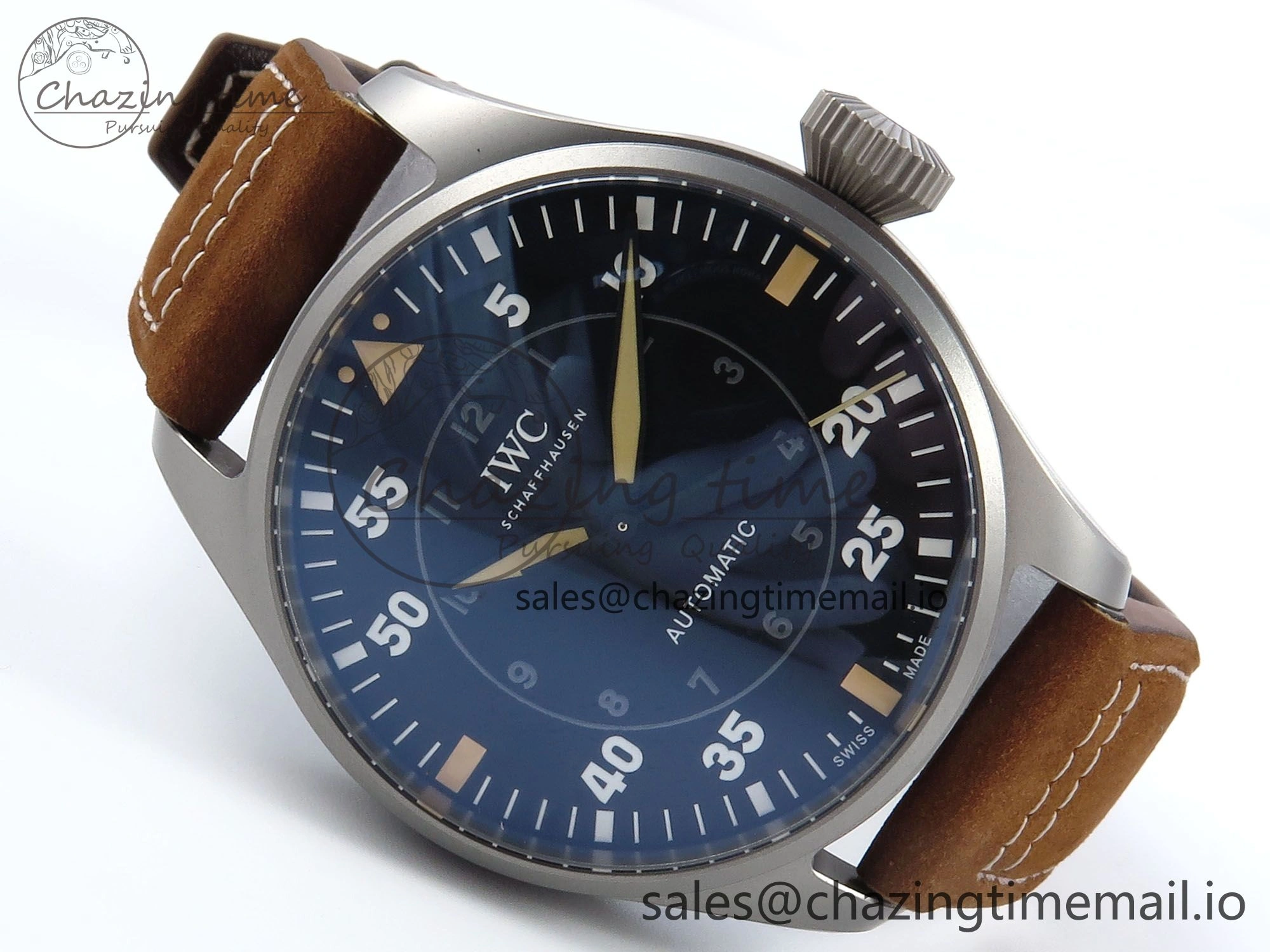Big Pilot IW329701 M+F 1:1 Best Edition Black Dial on Brown Leather Strap MY8205