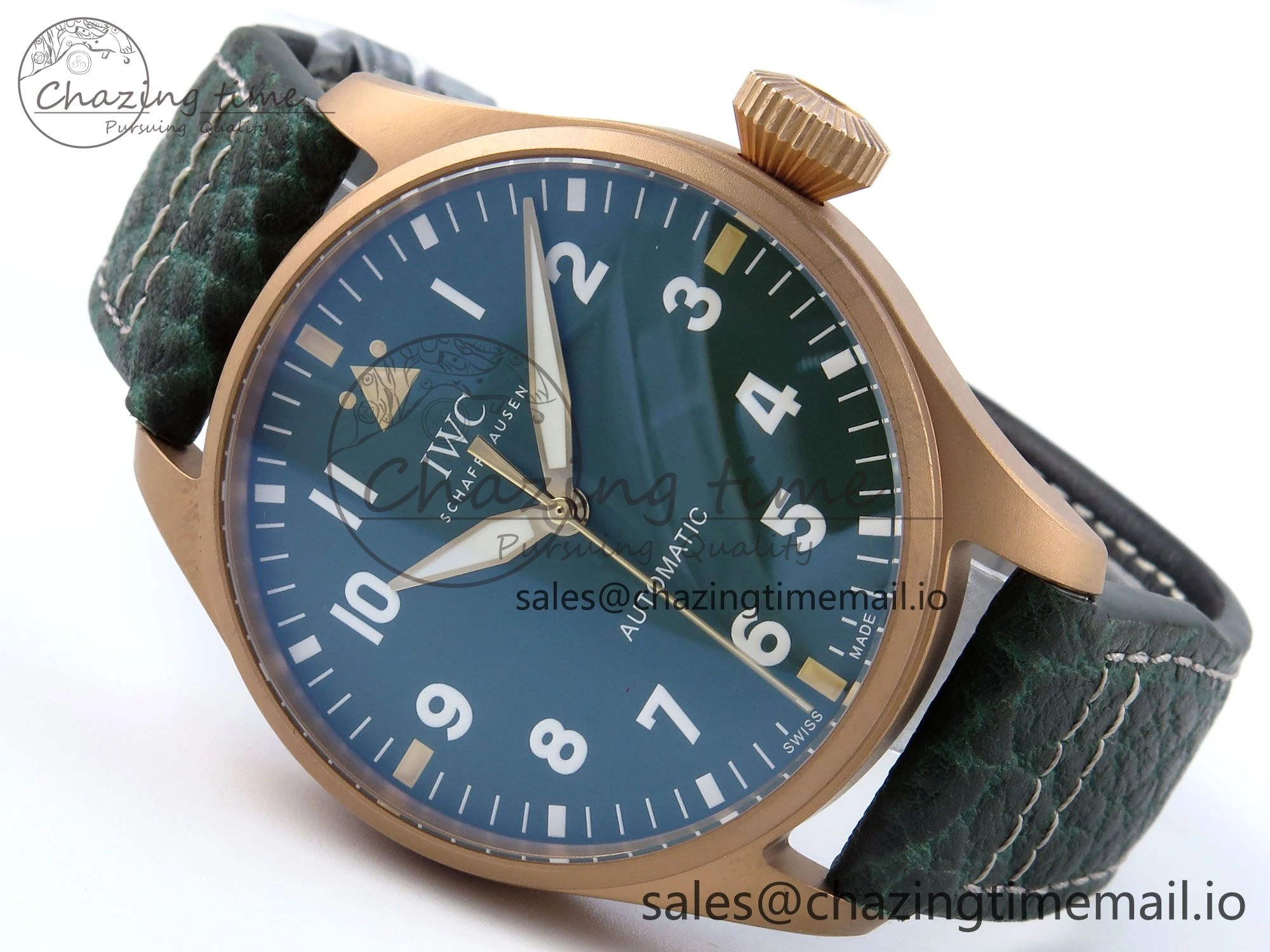Big Pilot IW329702 M+F 1:1 Best Edition Green Dial on Green Leather Strap MY8205