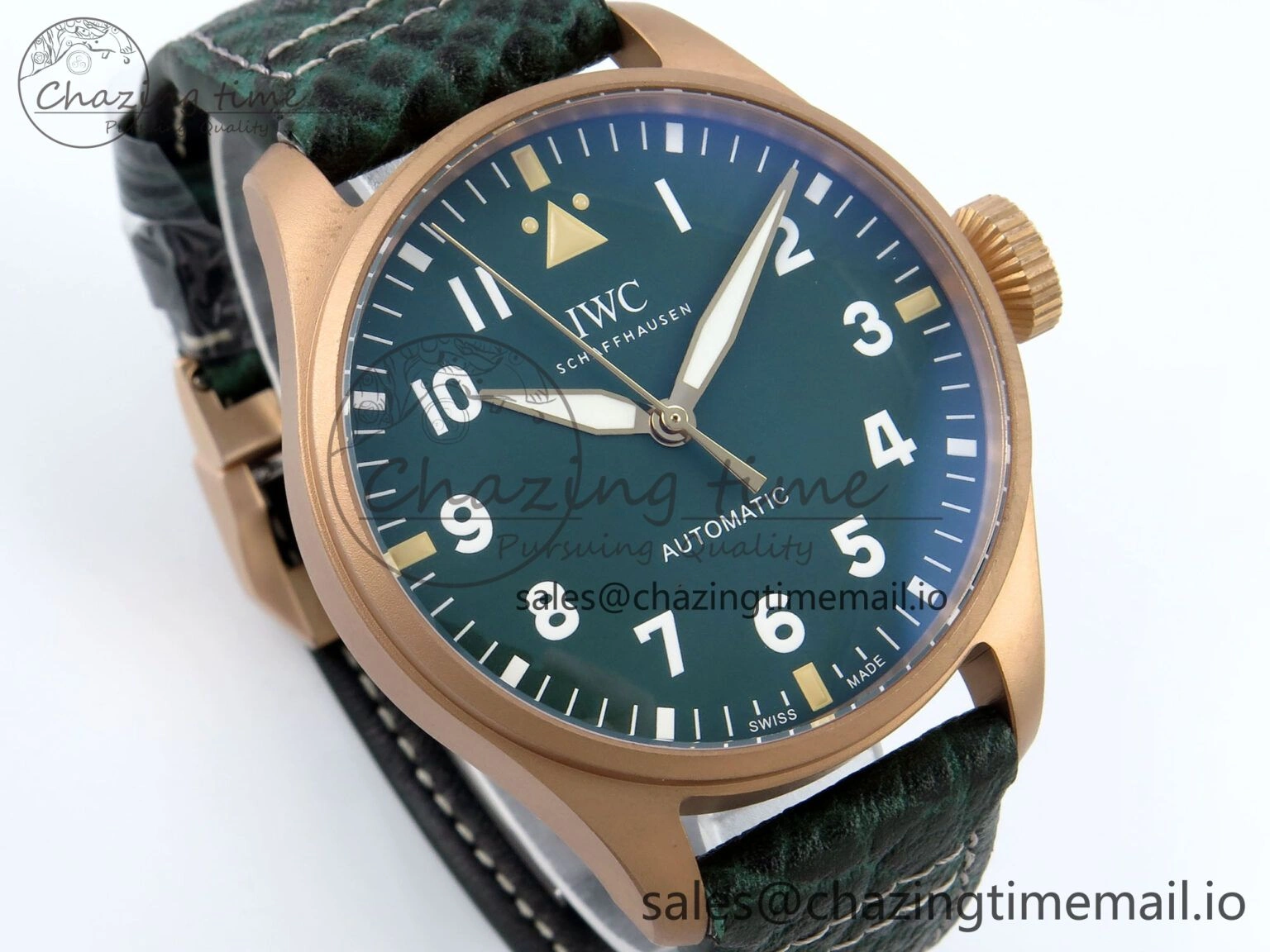 Big Pilot IW329702 M+F 1:1 Best Edition Green Dial on Green Leather Strap MY8205