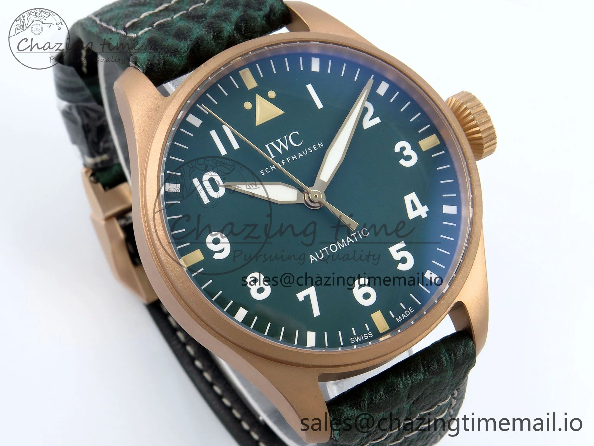 Big Pilot IW329702 M+F 1:1 Best Edition Green Dial on Green Leather Strap MY8205