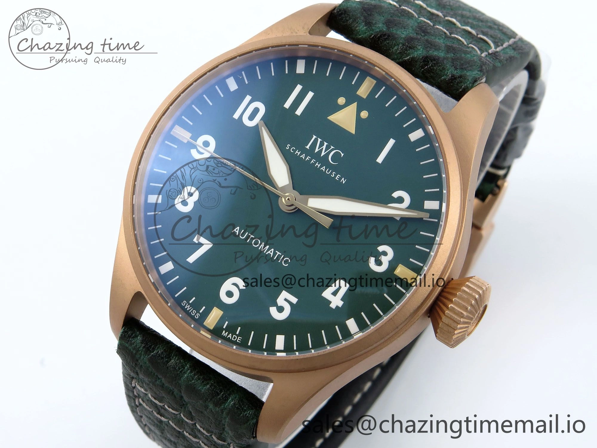 Big Pilot IW329702 M+F 1:1 Best Edition Green Dial on Green Leather Strap MY8205