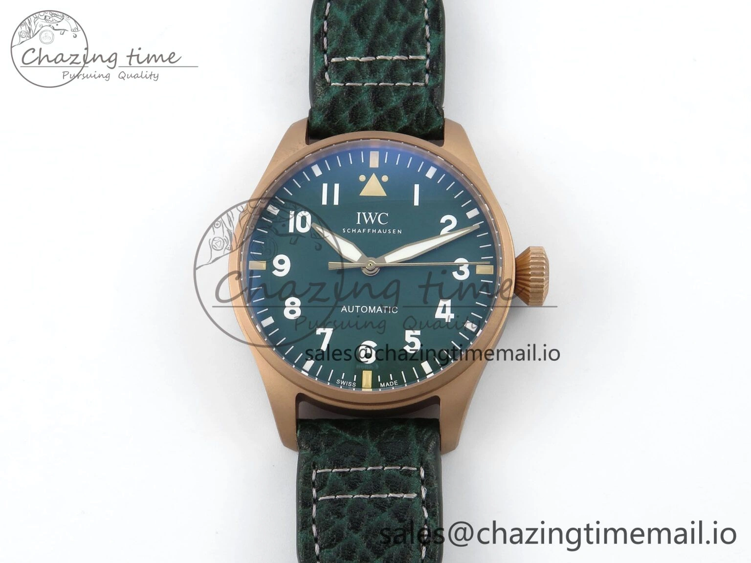 Big Pilot IW329702 M+F 1:1 Best Edition Green Dial on Green Leather Strap MY8205
