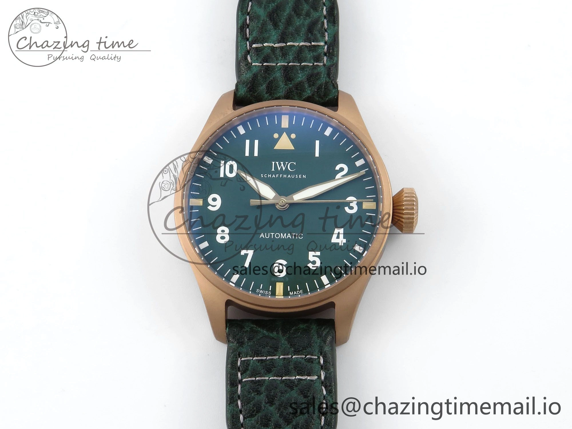 Big Pilot IW329702 M+F 1:1 Best Edition Green Dial on Green Leather Strap MY8205