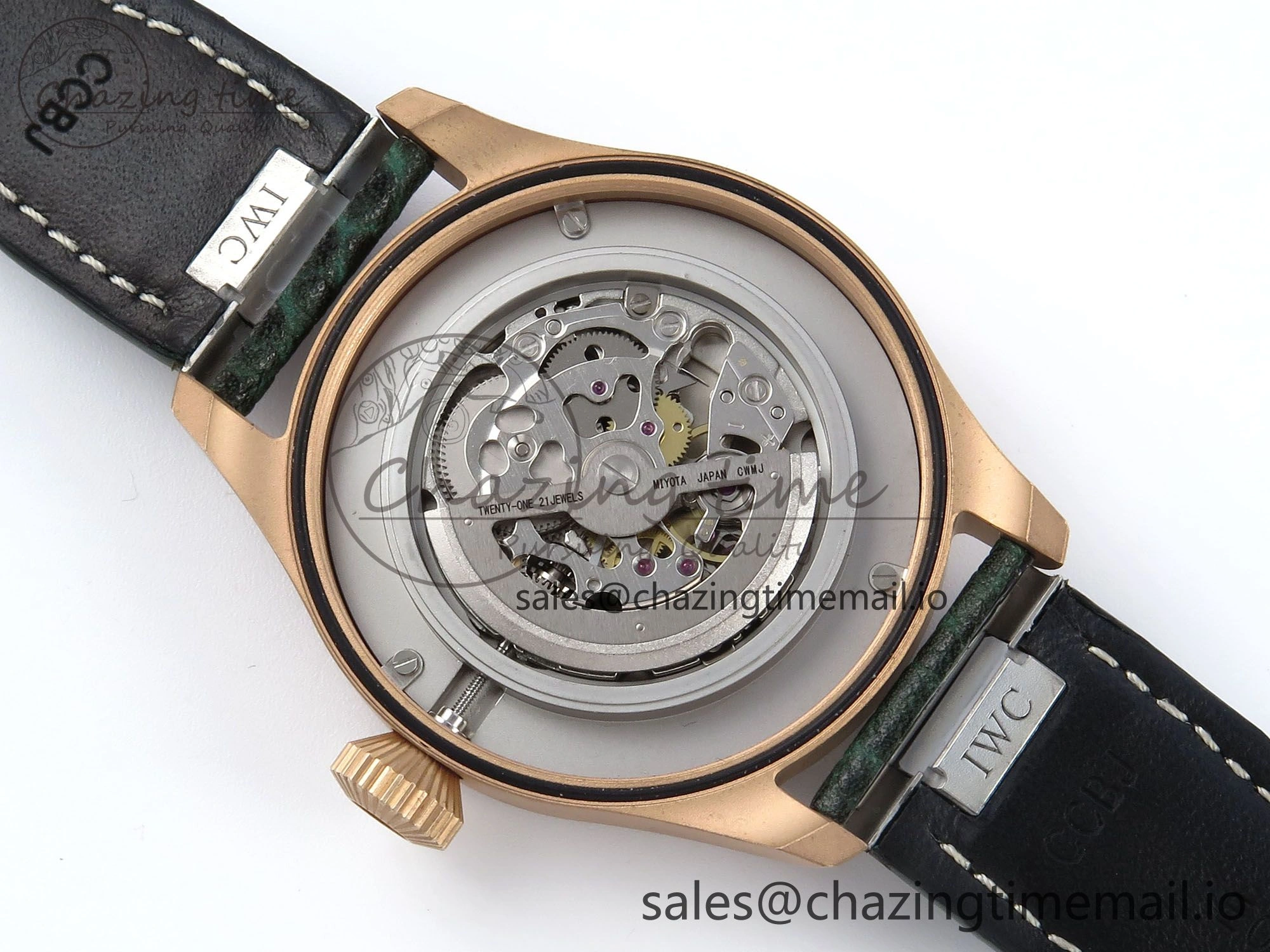 Big Pilot IW329702 M+F 1:1 Best Edition Green Dial on Green Leather Strap MY8205