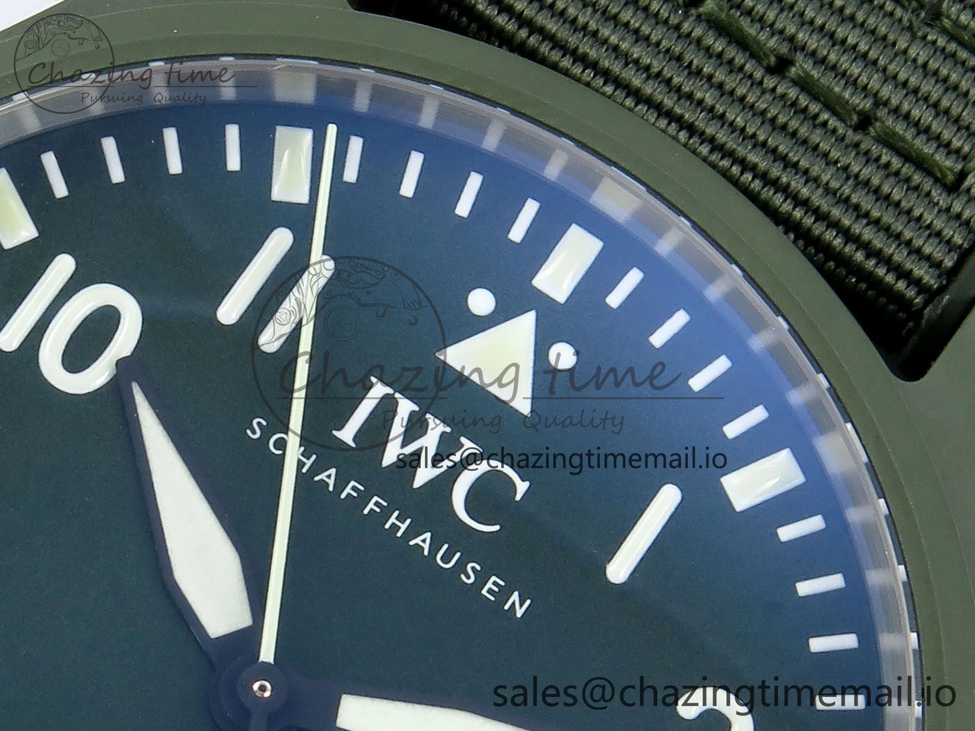Big Pilot IW329802 M+F 1:1 Best Edition Green Dial on Green Nylon Strap MY8205