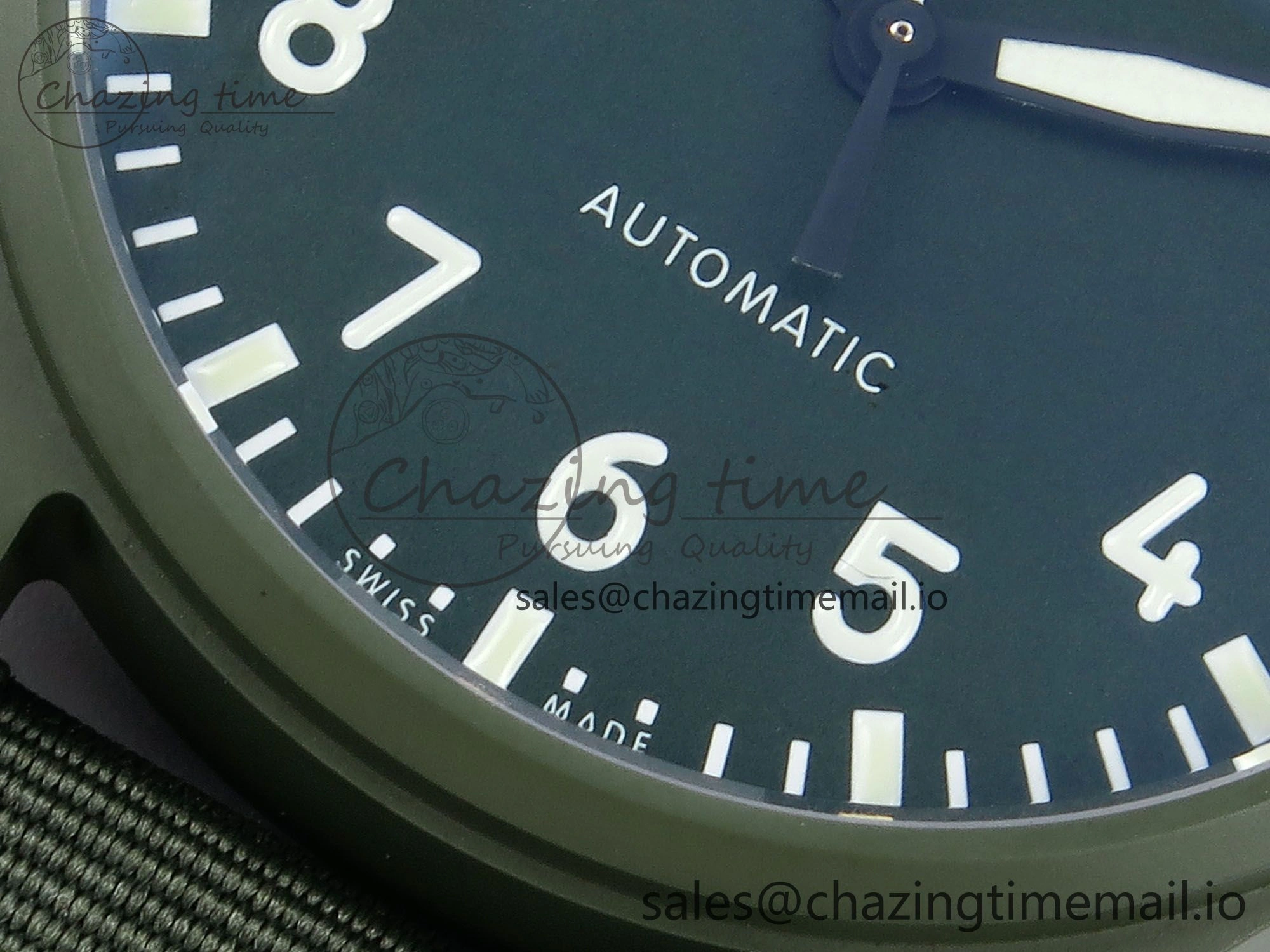 Big Pilot IW329802 M+F 1:1 Best Edition Green Dial on Green Nylon Strap MY8205