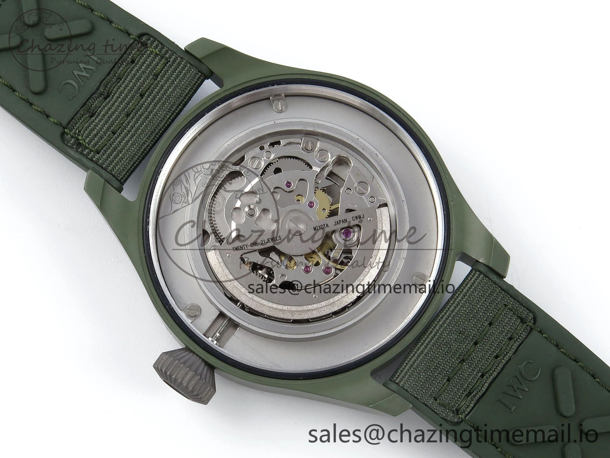 Big Pilot IW329802 M+F 1:1 Best Edition Green Dial on Green Nylon Strap MY8205