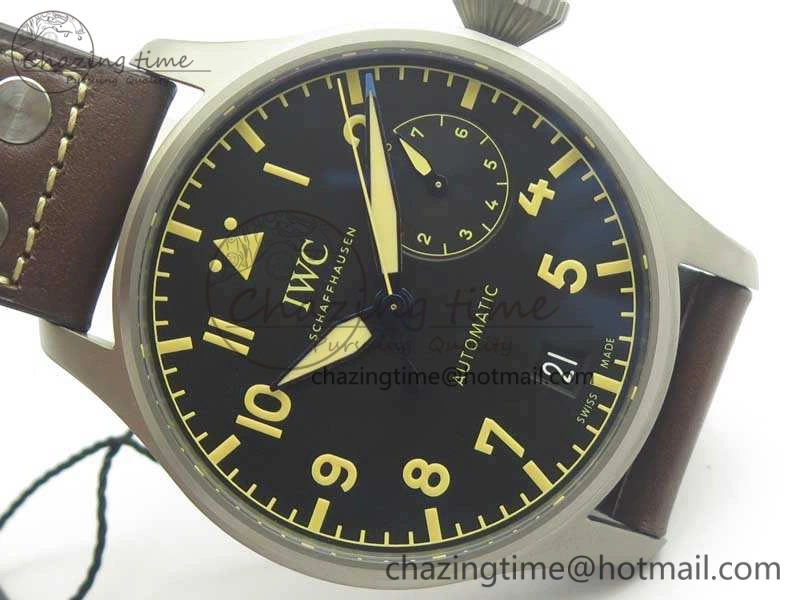 Big Pilot IW501004 Titanium ZF 1:1 Best Edition Black Dial On Brown Leather Strap A52110