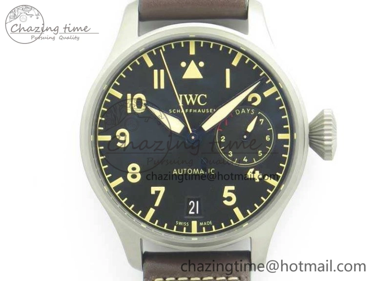 Big Pilot IW501004 Titanium ZF 1:1 Best Edition Black Dial On Brown Leather Strap A52110
