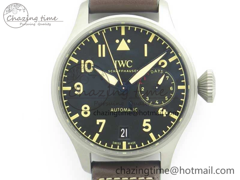 Big Pilot IW501004 Titanium ZF 1:1 Best Edition Black Dial On Brown Leather Strap A52110
