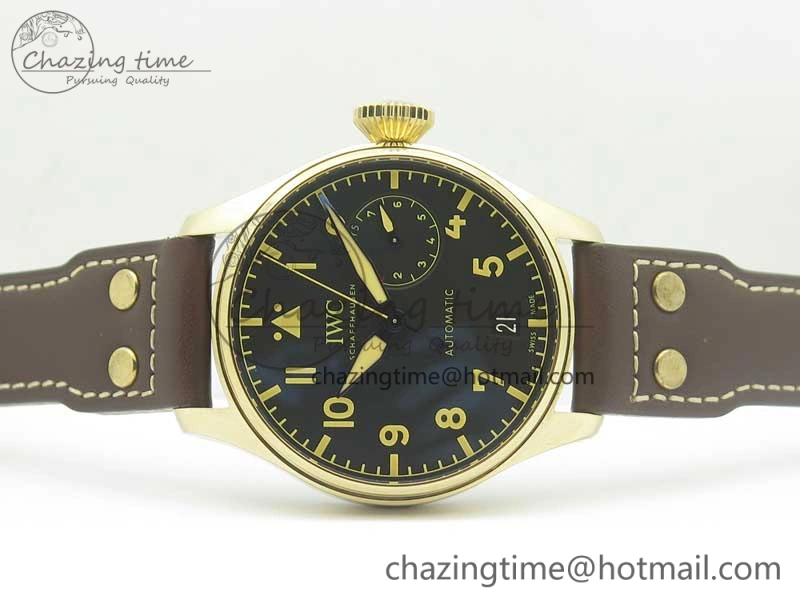 Big Pilot IW501005 Real Bronze ZF 1:1 Best Edition Black Dial on Brown Leather Strap A52000