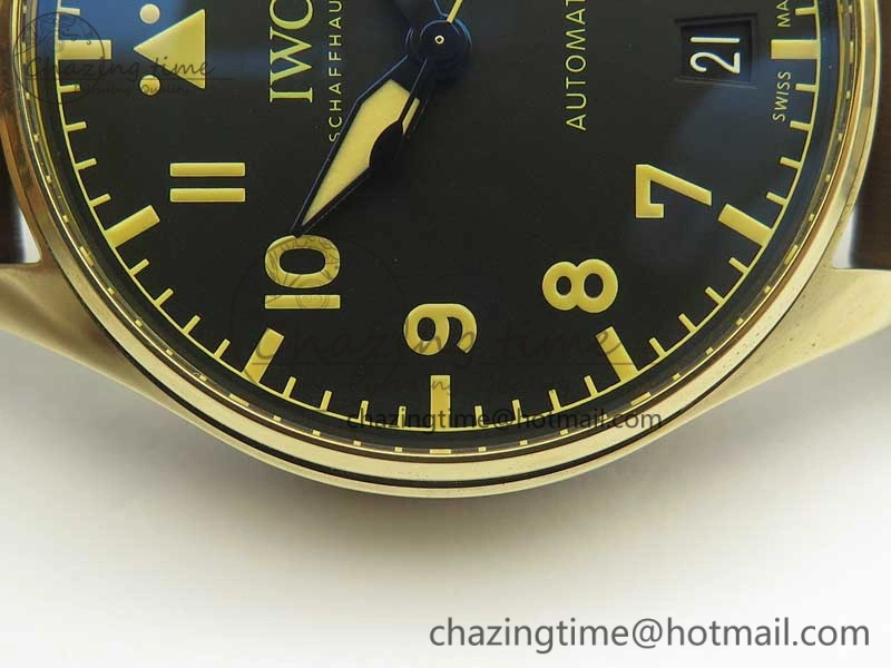 Big Pilot IW501005 Real Bronze ZF 1:1 Best Edition Black Dial on Brown Leather Strap A52000
