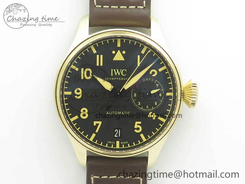 Big Pilot IW501005 Real Bronze ZF 1:1 Best Edition Black Dial on Brown Leather Strap A52000