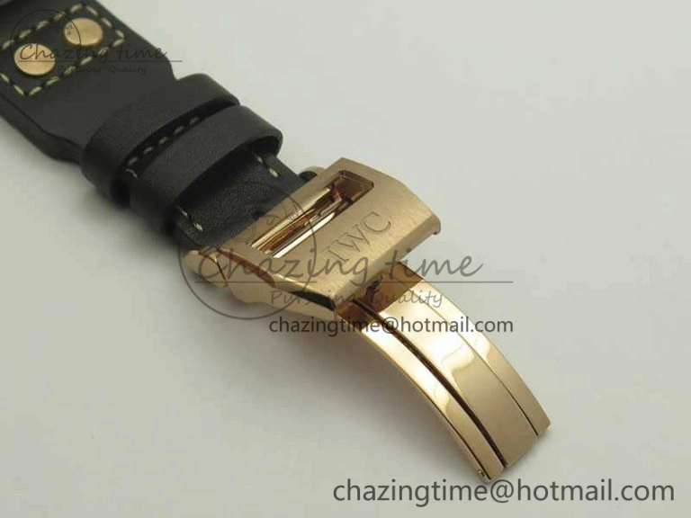 Big Pilot IW510301 Satin-Polished RG YLF Best Edition Black Dial On Leather Strap A521111