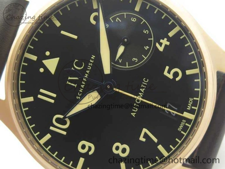 Big Pilot IW510301 Satin-Polished RG YLF Best Edition Black Dial On Leather Strap A521111