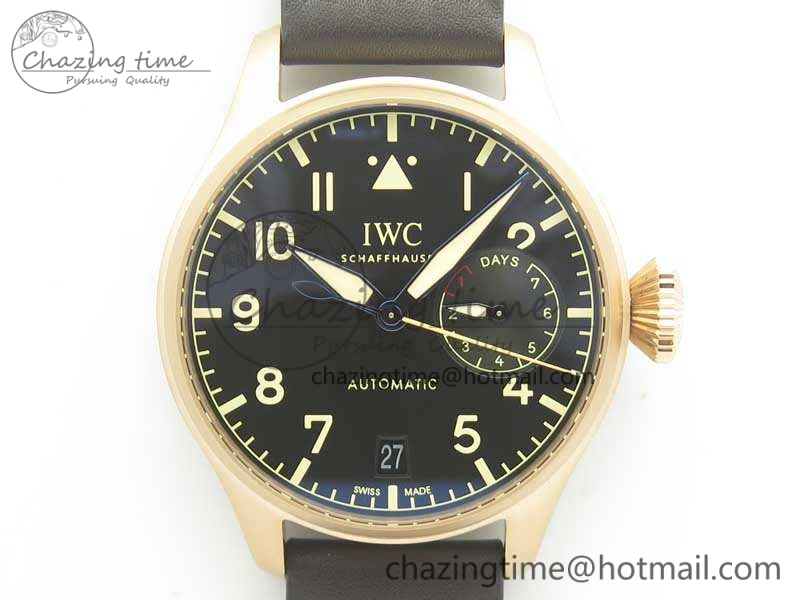 Big Pilot IW510301 Satin-Polished RG YLF Best Edition Black Dial On Leather Strap A521111