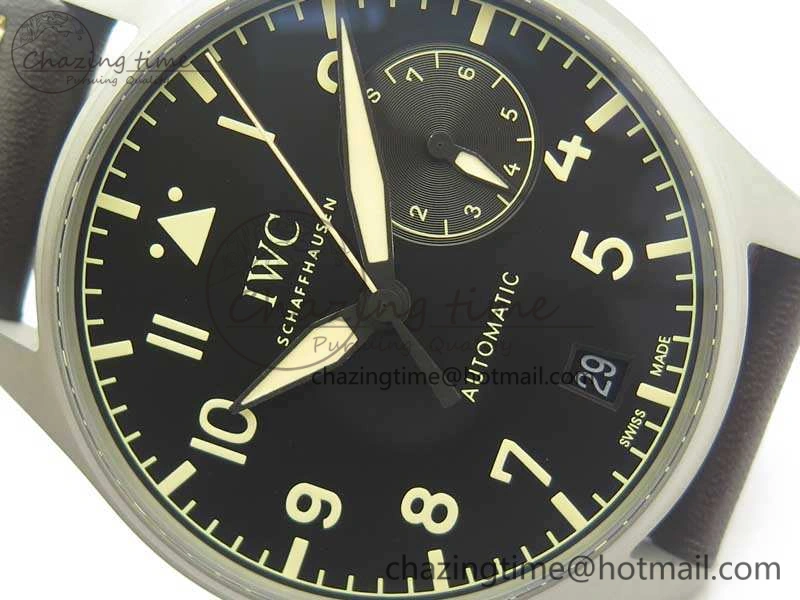 Big Pilot IW510301 Satin-Polished SS YLF Best Edition Black Dial On Leather Strap A521111