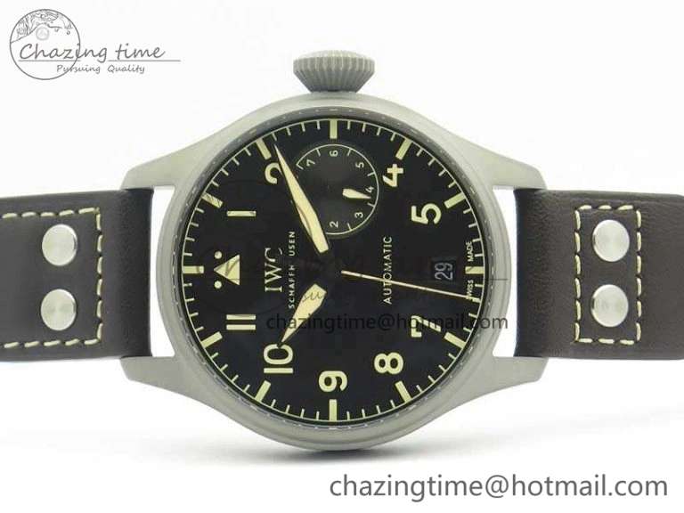 Big Pilot IW510301 Satin-Polished SS YLF Best Edition Black Dial On Leather Strap A521111